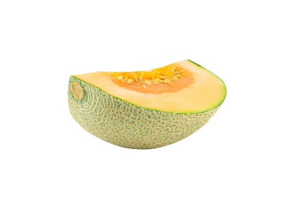 Image Fresh Slide Cantaloupe Melon Isolated White Background Clipping Path — Stock Photo, Image