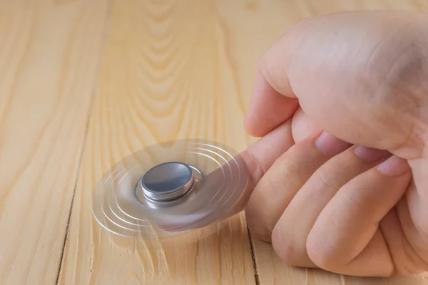 Image Hand Spinner Toy Fidget Wood Table — Stock Photo, Image