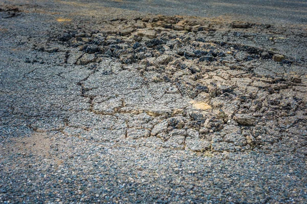 Immagine Crepa Danneggiata Strada Giorno — Foto Stock