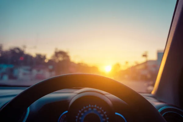 Beeld Van Mensen Rijden Auto Dag Tijd Voor Achtergrondgebruik Foto — Stockfoto