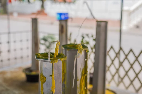 Thai Tradition Big Candle Making Rainy Season Buddish Temple — Stock Photo, Image