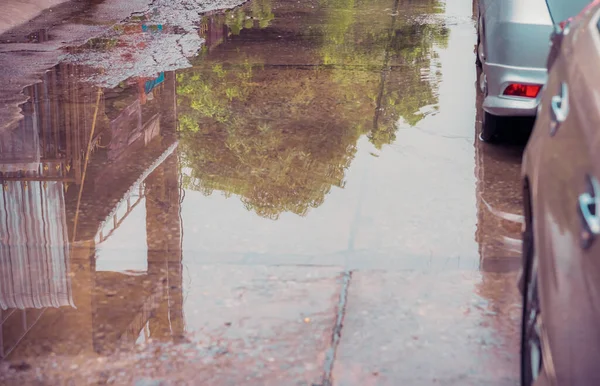 Imagem Inundações Água Rua Após Chuva Forte — Fotografia de Stock