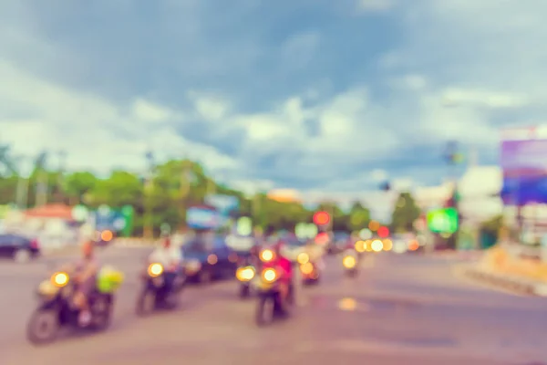 Vintage Tone Image Blur Car Road Evening Time Background Usage — Stock Photo, Image