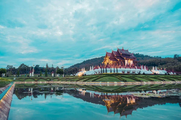 Vitage Tón Obraz Kham Luang Severní Thajský Styl Budovy Chrámu — Stock fotografie