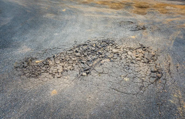 Immagine Crepa Danneggiata Strada Giorno — Foto Stock