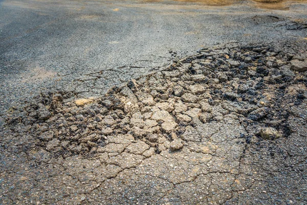 Immagine Crepa Danneggiata Strada Giorno — Foto Stock