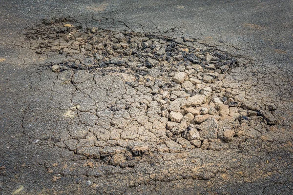 Immagine Crepa Danneggiata Strada Giorno — Foto Stock