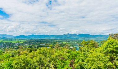 Doi saket şehrini görmek için dağdan manzara, Chinag Mai Tayland