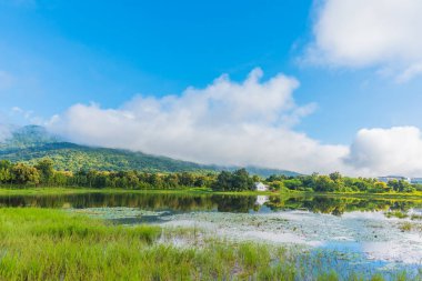 Göl kenarındaki dağ manzaralı beyaz ev..