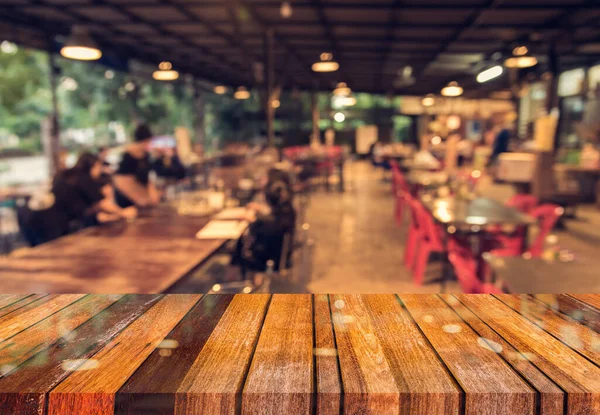 Wood Table Coffee Shop Blur Background Bokeh Image — Stock Photo, Image