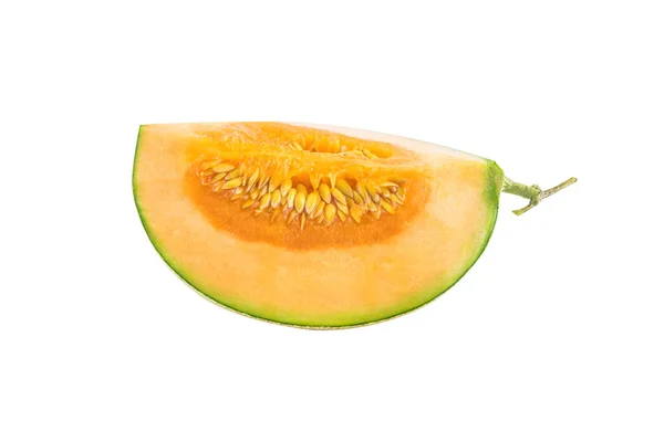 Obraz Świeżego Kantalupy Lub Melona Wyizolowanego Białym Tle Ścieżką Wycinania — Zdjęcie stockowe