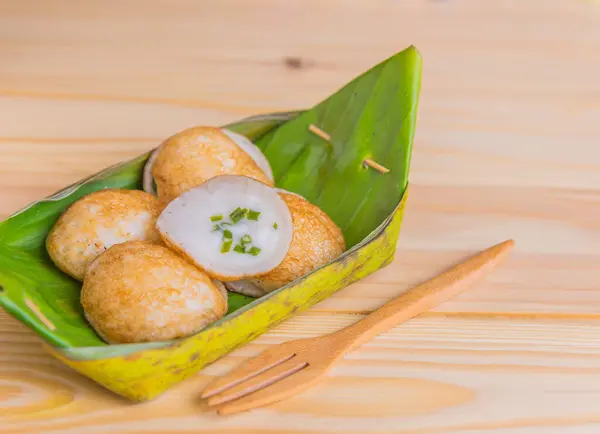 Thailändsk Stil Söt Och Smakrik Grillad Kokosnöt Ris Hotcakes Dessert — Stockfoto