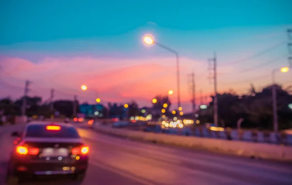 Vintage Tone Image Blur Street Bokeh Colorful Lights Evening Time — Stock Photo, Image