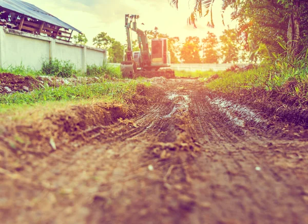 Obrázek Backhoe Auto Opravy Silnice Denní Čas Pro Použití Pozadí — Stock fotografie