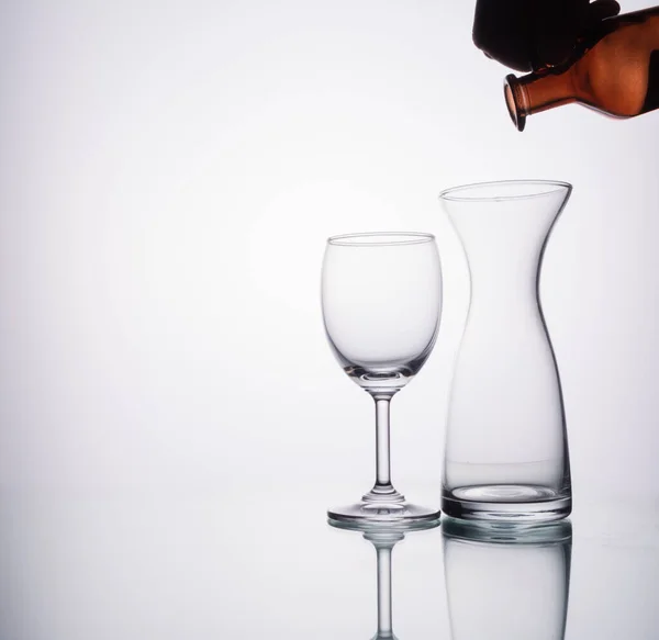 Highlightfotoaufnahme Bild Von Drei Glas Und Flasche Warmen Farbton — Stockfoto