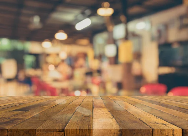 Holz Tisch Und Café Verschwimmen Hintergrund Mit Bokeh Bild — Stockfoto