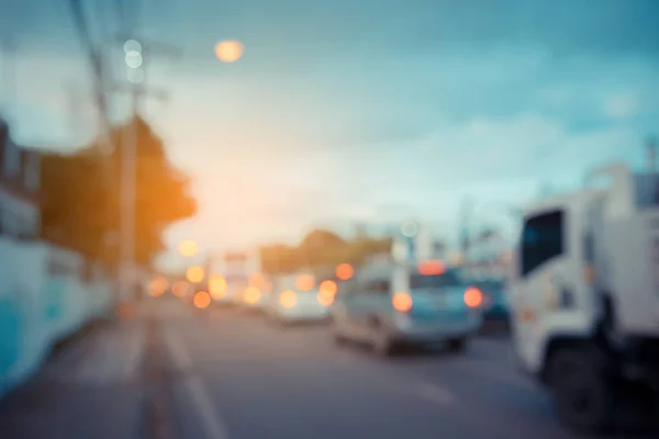 Vintage Tone Image Blur Car Road Evening Time Background Usage — Stock Photo, Image