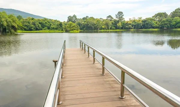 Ponte Molo Acciaio Inox Lago Costanza Vedere Montagna — Foto Stock