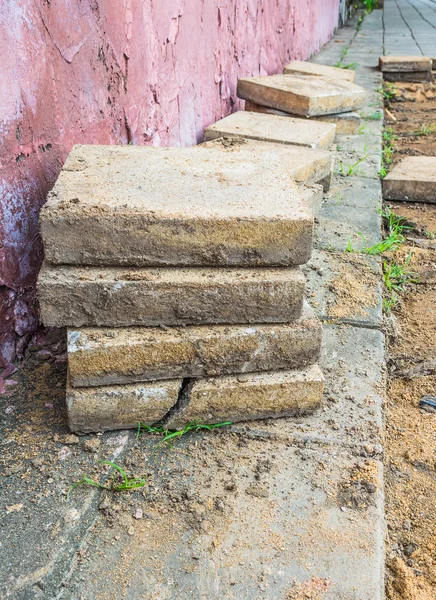 Passerella Fissaggio Con Pavimentatore Quadrato Cemento — Foto Stock