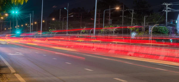 Long exposure photo of light trails on the street — Stock Photo, Image