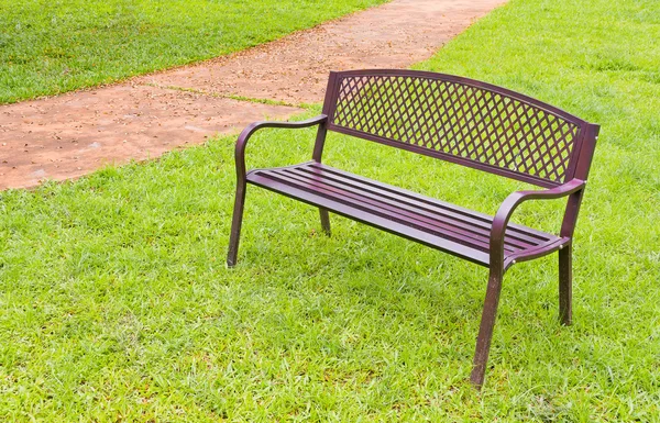 Wooden park bench at the public park image — Stock Photo, Image