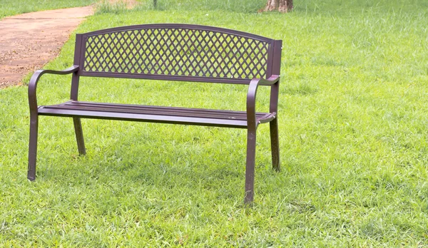 Wooden park bench at the public park image — Stock Photo, Image