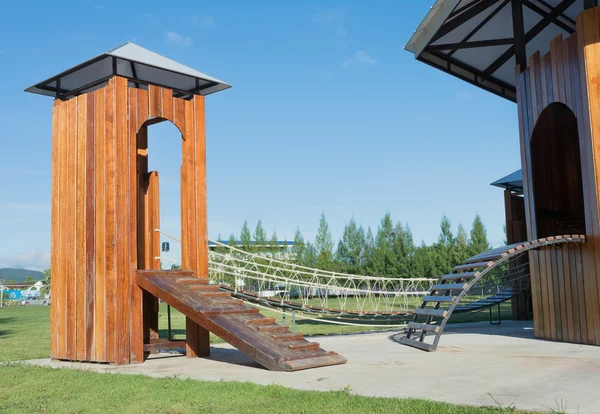 Public wooden playground — Stock Photo, Image