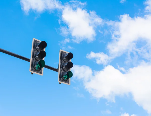 Bilden Trafikljus Den Gröna Lampan Lyser Symboliska För Att — Stockfoto