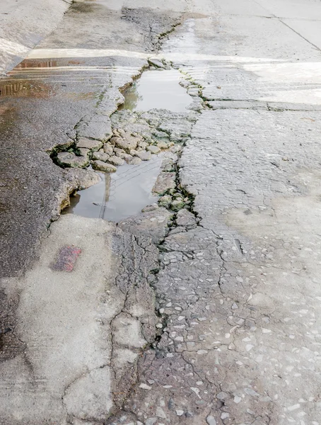 Concrete Surface Road Were Demolished Due Poor Construction — Stock Photo, Image