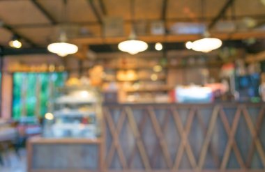 Bokeh imajı olan bir kafenin arka planı bulanık.