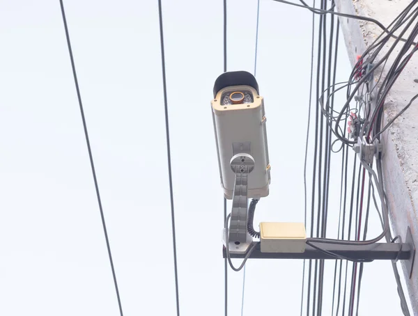 Image of cctv camera on electric pole — Stock Photo, Image