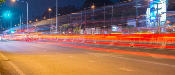 Long Exposure Photo Light Trails Street Thailand — Stock Photo, Image