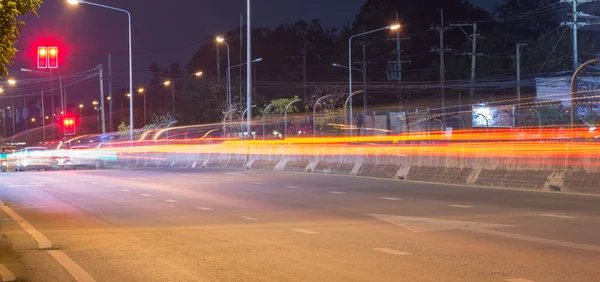 Long exposure photo of light trails on the street. — Stock Photo, Image