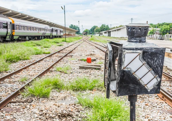 Afbeelding Van Oude Lamp Pole Railway — Stockfoto