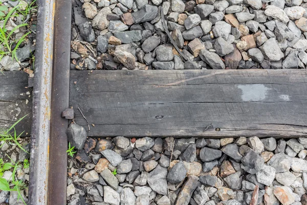 Vasúti Pálya Tüske Fából Készült Vasúti Nyakkendő Közelről — Stock Fotó