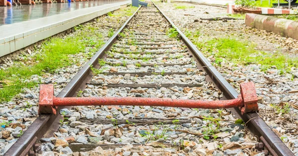 Immagine Della Fine Del Binario Con Una Ferrovia Ferroviaria — Foto Stock