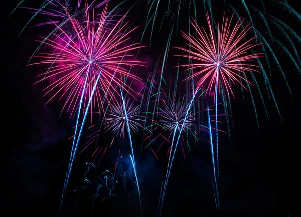 Aplikace Fireworks Čtyři Čtyři Červené Fireworks Výbuch Ledna 2015 Oslavu — Stock fotografie