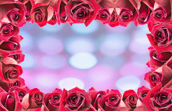 Obraz Tła Ramki Czerwone Róże Bokeh — Zdjęcie stockowe
