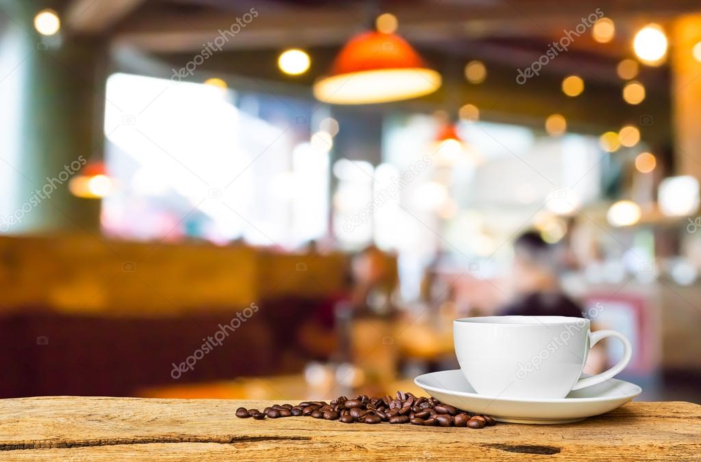 Coffee shop blur background with bokeh image. 