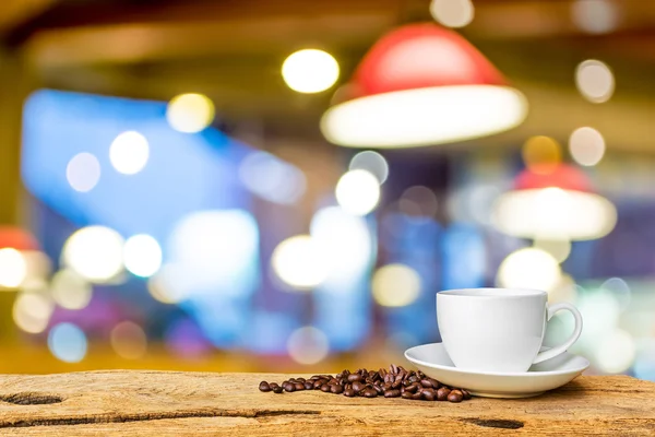 Koffie Winkel Wazig Achtergrond Met Bokeh Afbeelding — Stockfoto