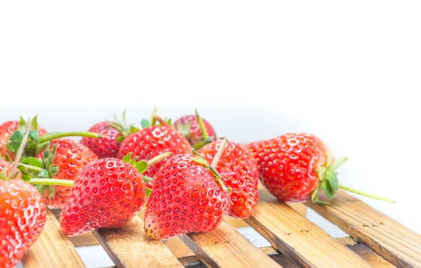 Fresh Strawberry Wood Table Isolated White Background — Stock Photo, Image