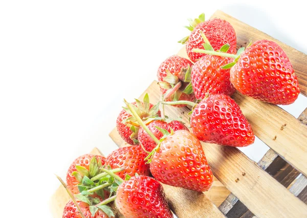 Fresh strawberry on wood table isolated on white background. — Stock Photo, Image