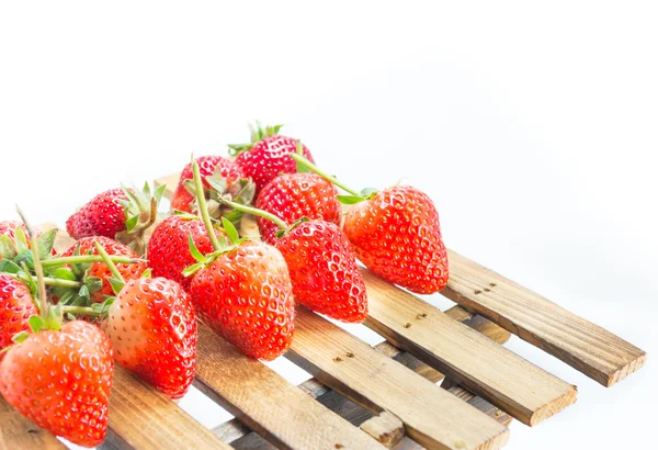 Fresh Strawberry Wood Table Isolated White Background — Stock Photo, Image