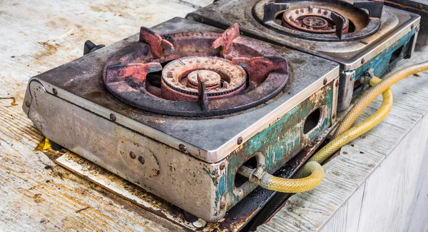 Image Old Gas Burner Stove Close — Stock Photo, Image