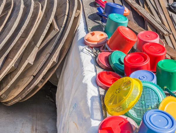 Immagine Secchio Ghiaccio Plastica Drenare Contro Sole — Foto Stock