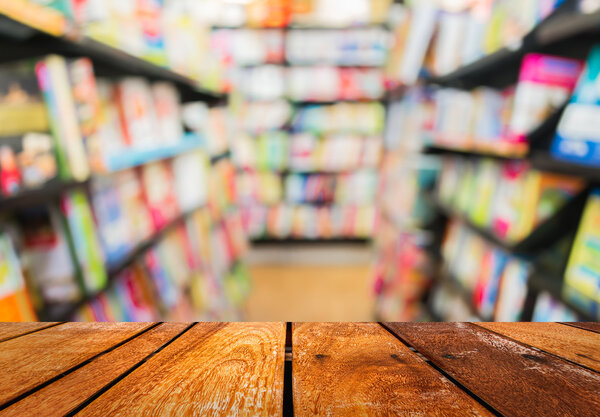 blur image of   book store on shelf  
