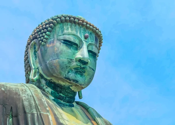 Imagem da estátua de bronze do Grande Buda em Kamakura, Templo de Kotokuin — Fotografia de Stock