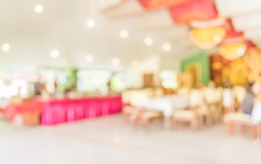 Arka plan kullanımı için bulanık büfe yemek odası görüntüsü .