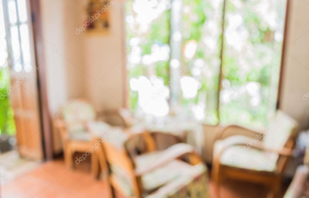 blur image of coffee shop with bokeh on day time
