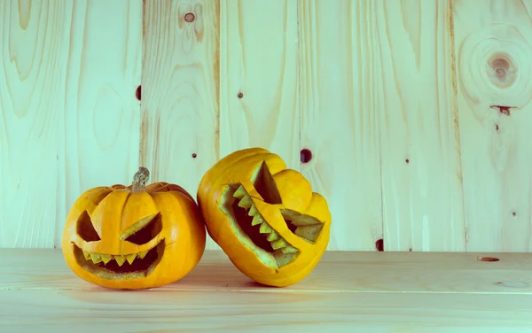 Pumpkins on wooden background — Stock Photo, Image